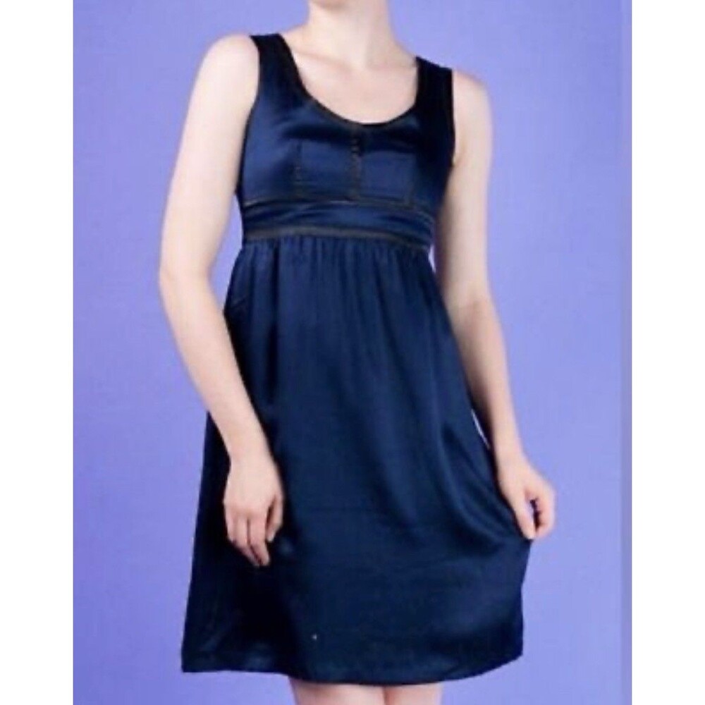 Proenza Schouler x Target For Juniors 100 % silk navy black Y2K dress sz 13 NWT